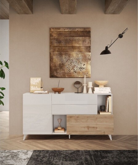 Monaco Skänk 181x42 cm - Hvit/Brun