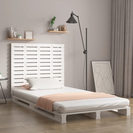 vidaXL Veggmontert sengegavl hvit 126x3x91,5 cm heltre furu