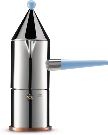 Alessi La Conica Espresso Kaffetrakter Azurblå Kaffemaskiner Og Kaffebryggere Aldo Rossi