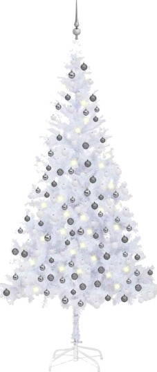 vidaXL Kunstig juletre med LED og kulesett L 240 cm hvit