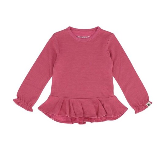 Gullkorn Amfis ull/bambus rysje genser til barn   varm rosa   128