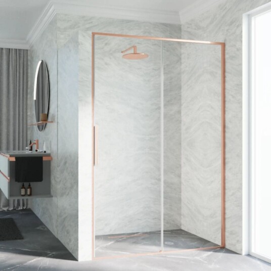 Novellini Riga 2P Skyvedører Børstet Kobber / 119cm Høyre Hengslet Novellini Riga 2P Skyvedører Børstet Kobber / 119cm Høyre Hengslet