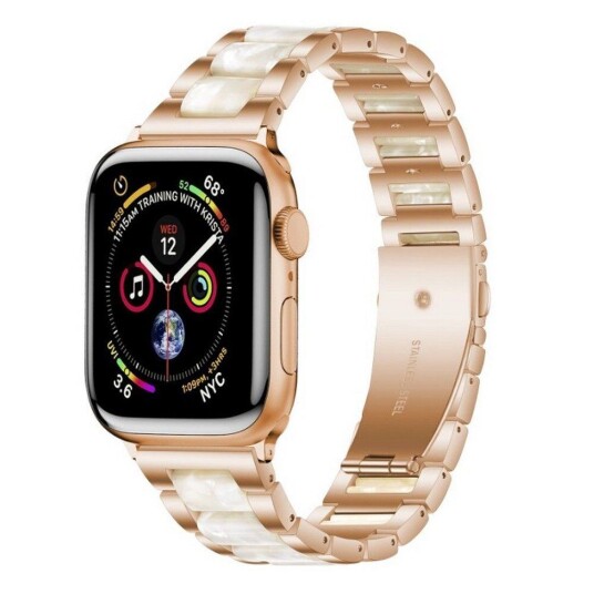 Tech-Protect Apple Watch (38/40/SE/41MM) Tech-Protect Urrem i Rustfritt Stål - Rose Gull / Hvit Marmor