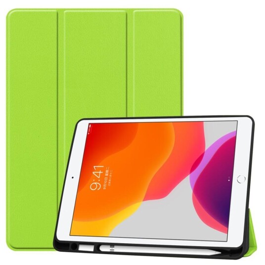 INCOVER iPad 10.2" (2021 / 2020 / 2019) Skinn Deksel m. Holder Til Apple Pencil - Grønn