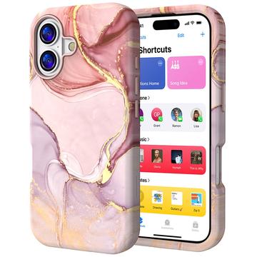 iPhone 17 Luxury Marble Hybrid deksel   Rosa / Gull