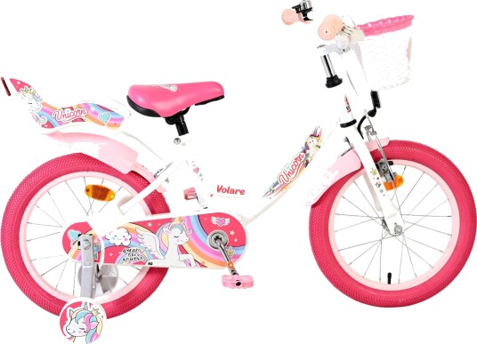 Volare Unicorn 16" Barnesykkel med avtakbare støttehjul - Hvit Volare Unicorn 16" Barnesykkel med avtakbare støttehjul - Hvit