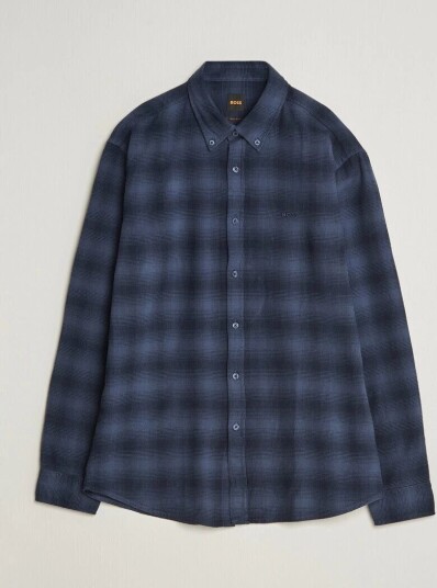 Boss ORANGE Rickert Brushed Cotton Checked Shirt Dark Blue Boss ORANGE Rickert Brushed Cotton Checked Shirt Dark Blue