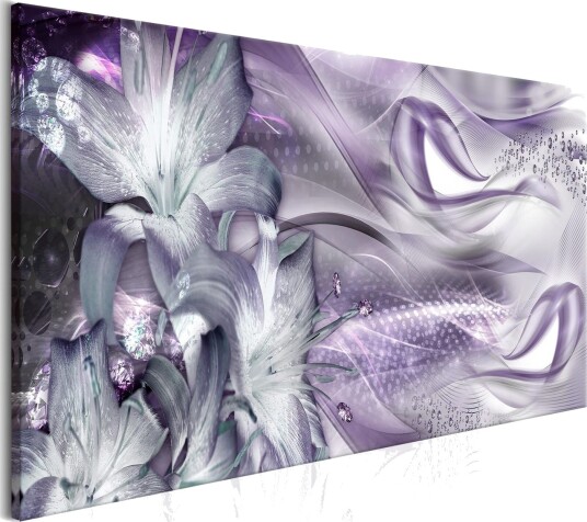 Bilde Lilies And Waves 1 Part Narrow Pale Violet 120x40 Artgeist sp. z o. o.