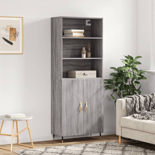 vidaXL Highboard grå sonoma 69,5x34x180 cm konstruert tre 8720845926021