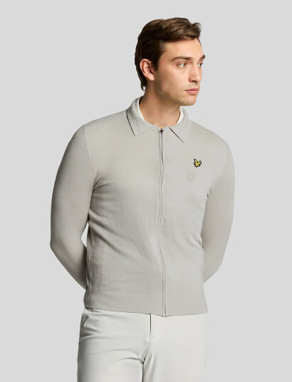 Lyle & Scott Sport Lightweight Knitted Collared Cardigan - Grey - S