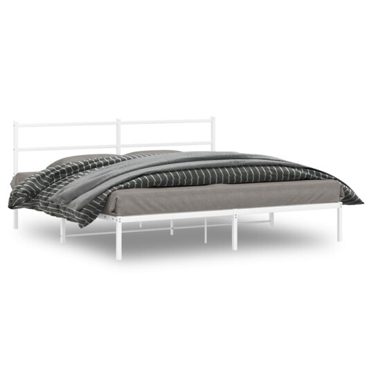vidaXL Sengeramme i metall med hodegavl hvit 193x203 cm 8721012303171