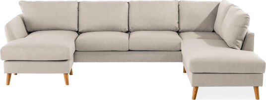 Trend 4 seters Høyrevendt U formet Sofa med Divan og Sjeselong i Stoff Beige