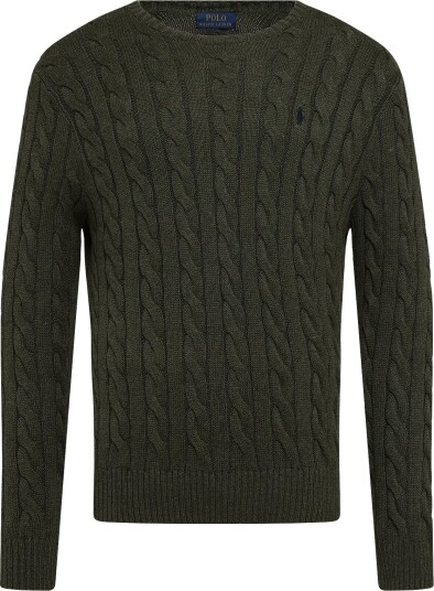 Polo Ralph Lauren Cable Knit Cotton Sweater   OLIVE SHRUB HEATH   XXL