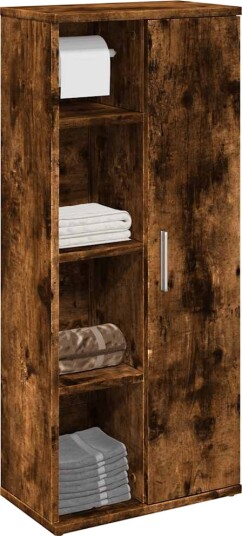 Baderomsskap med rulleholder røkt eik 39x22x90 cm 8721158574077 Baderomsskap med rulleholder røkt eik 39x22x90 cm 8721158574077