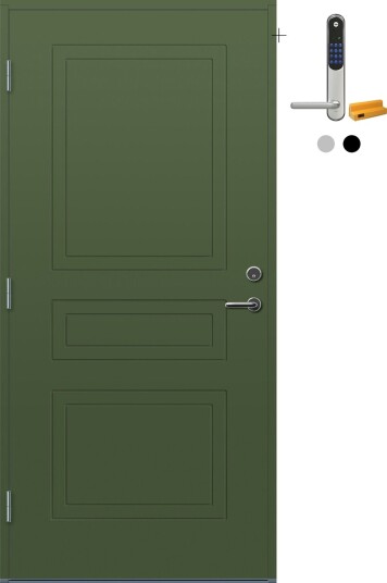 Ytterdør Bygg1 Arna med Yale Entrus BxH 110x210 cm Venstre, NCS S-6020-G30Y, Grønn, Yale Sølv