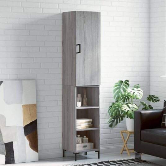 vidaXL Highboard grå sonoma 34,5x34x180 cm konstruert tre 8720845484057