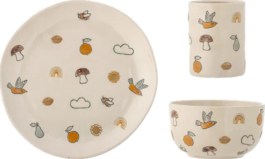 Bloomingville Agnes barneservise 3 deler White Bloomingville Agnes barneservise 3 deler White