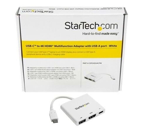 StarTech USB-C HDMI Adapter med 4K Støtte og USB-A Port - Hvit