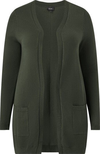 Zizzi Kardigan mCarrie L/S Long Cardigan Grønn