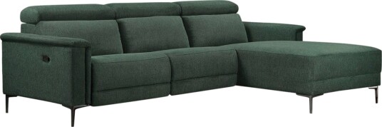 Hjørnesofa 3 seter Lund Mørk grønn Belfast stoff Høyre Manuell Recliner Mørk grønn Belfast stoff Høyre Manuell Recliner