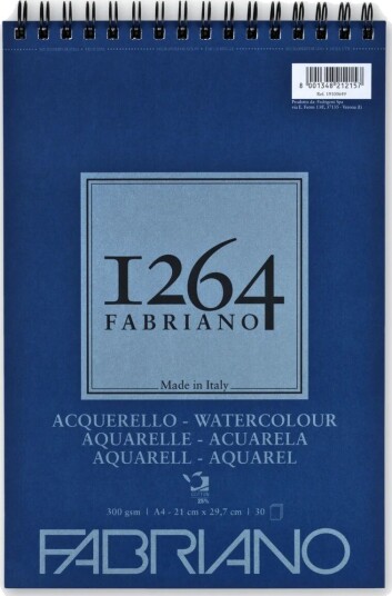 Fabriano 1264 Akvarellblokk A4 Spiral 300g 30ark