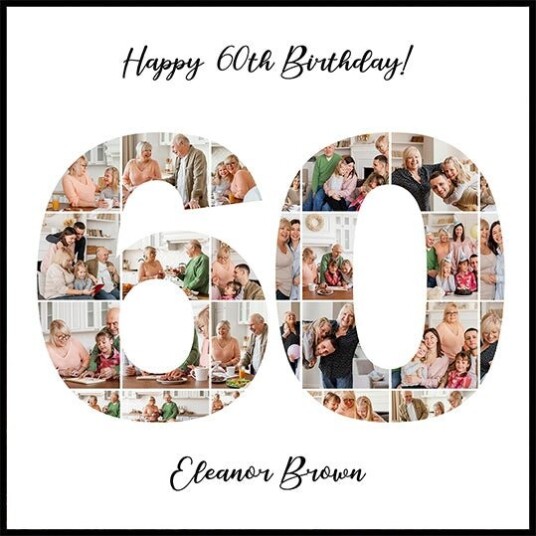 60th Birthday Photo Collage Personal Plakat Plakat / 30x30cm