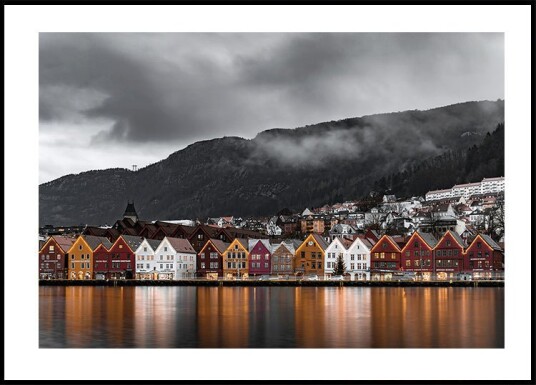 View of Bryggen Norway Plakat Plakat / 70x100cm