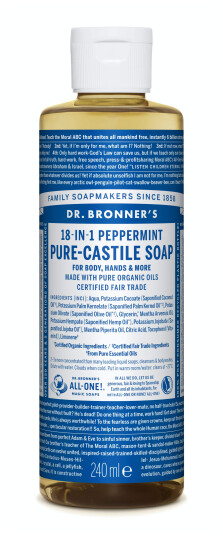 Dr. Bronner's 18-i-1 flytende såpe Peppermynte 240ml