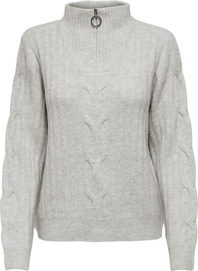 JDY Jdyandrea L/S Zip Cable Pullove Knt Noos SUPER LIGHT GREY MELANGE XXL JDY Jdyandrea L/S Zip Cable Pullove Knt Noos SUPER LIGHT GREY MELANGE XXL