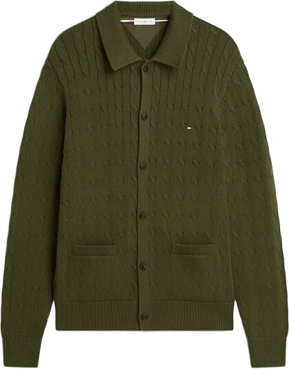 Tommy Hilfiger Classic Cotton Cable Button Thru Khaki green XXL
