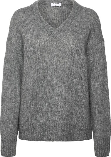 Filippa K Hairy Alpaca V Neck Sweater GREY MELANGE L Filippa K Hairy Alpaca V Neck Sweater GREY MELANGE L