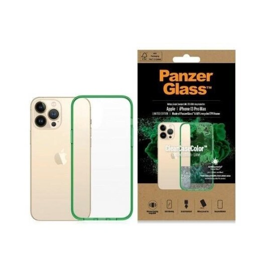 PanzerGlass ClearCase for iPhone 13 Pro Max Antibakterielt Mobildeksel Lime
