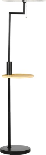 Gulvlampe med hylle og USB port stål krem