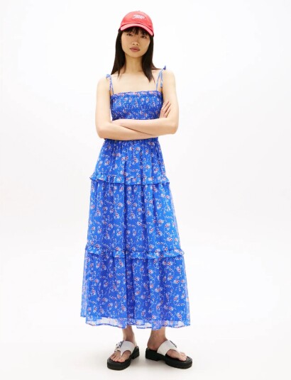 Tommy Jeans Tjw Aop Chiffon Maxi Dress Ext Blue XL