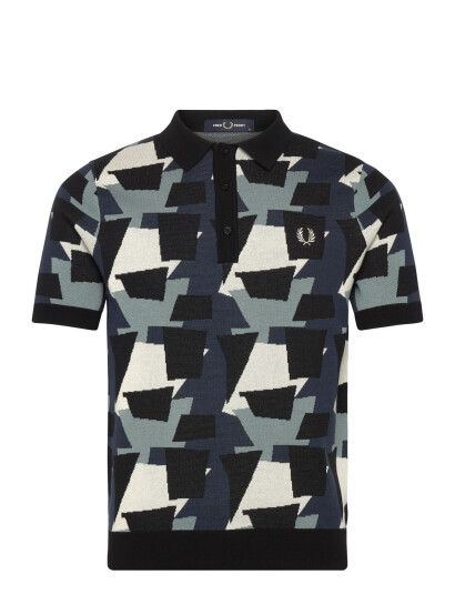 Fred Perry Fragment Jacquard Knit Shirt - Multi/patterned - XL Fred Perry Fragment Jacquard Knit Shirt - Multi/patterned - XL
