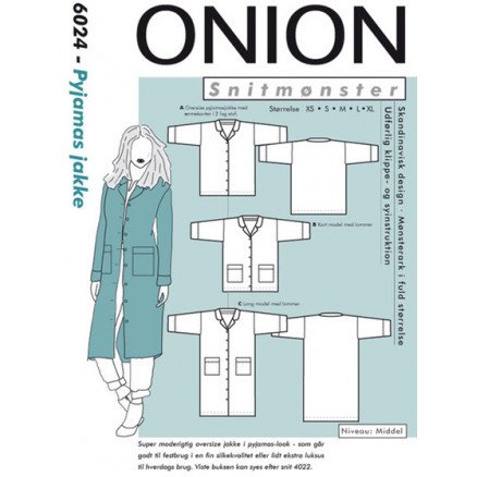 ONION Snittmønster 6024 Pyjamas Jakke Str XS XL