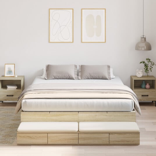 Oppbevaringsengramme Sonoma Eik 140x190 cm