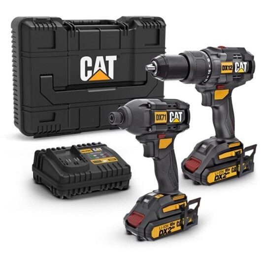 Caterpillar DX12K Kombisett Med Drill Og Slagskrutrekker 18V Caterpillar DX12K Kombisett Med Drill Og Slagskrutrekker 18V