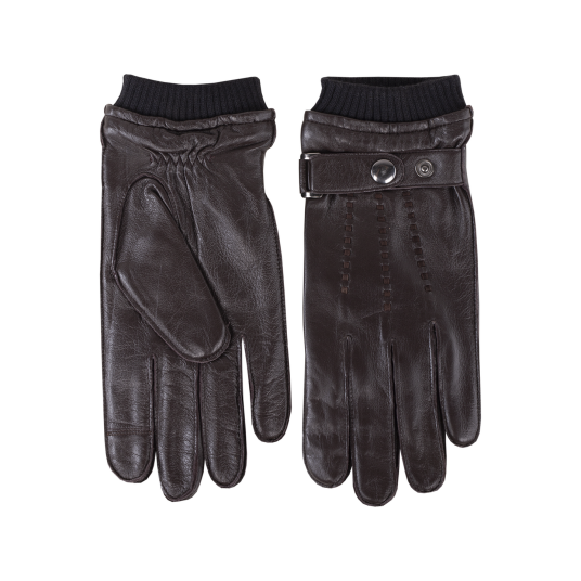 Carli Glove Dark Brown S Leather glove with snap