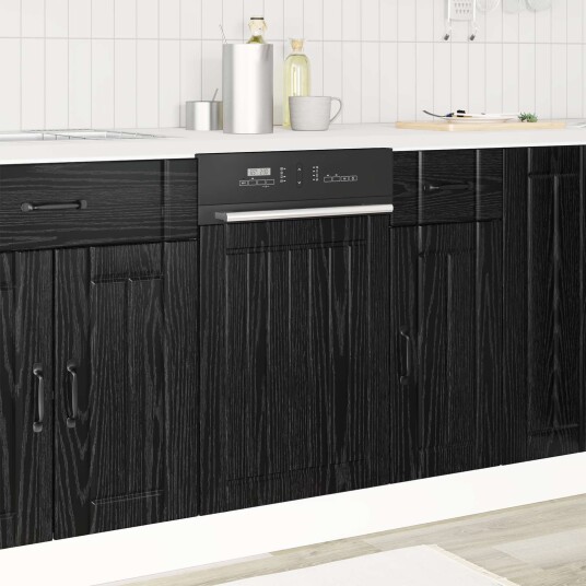 vidaXL Oppvaskmaskin-panel LUCCA Svart eik 45 x 1,5 x 57 cm