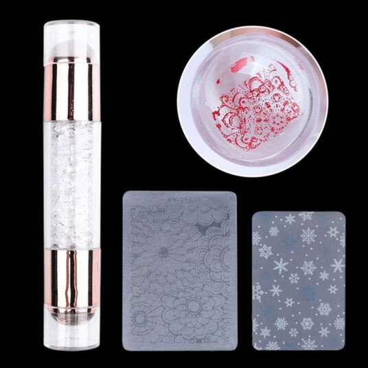 Kit Stämpeldyna + Stämpelplatta till nail art stämpling Clear