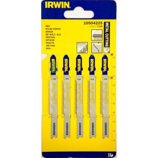 Irwin T118B Stikksagblad 92 mm 11-13 TPI 5-pakning for Metall