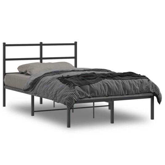 vidaXL Sengeramme i metall med hodegavl svart 120x190 cm 8721012302594