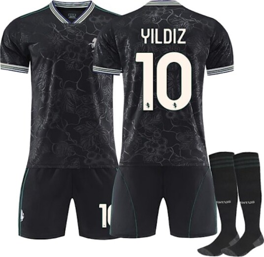 25-26 Juventus F.C. Bortedrakter Tredje Drakter NO.10 YILDIZ Sett Barn Voksen Fotballutstyr med Sokker