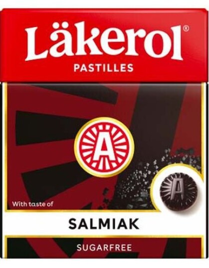 Läkerol Sugarfree Salmiak / Sukkerfrie Pastiller med Salmiakk smak 25 gram