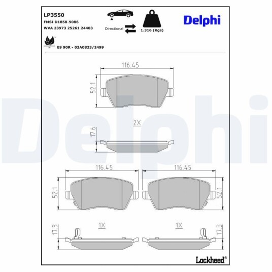Bremseklosser DELPHI LP3550