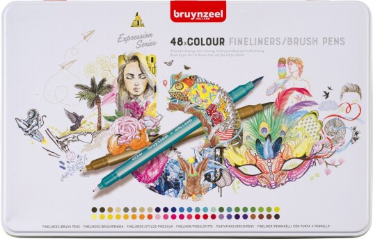 Bruynzeel Creatives Fineliner Brushpen Set 48 Colors