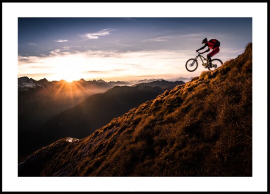 Sunset Mountain Biking Adventure Plakat / 21x30 Sunset Mountain Biking Adventure Plakat / 21x30