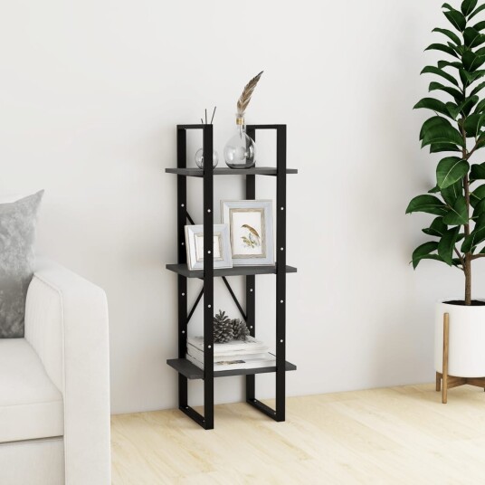 vidaXL Bokhylle 3 niv?er gr? 40x30x105 cm heltre furu vidaXL Bokhylle 3 niv?er gr? 40x30x105 cm heltre furu