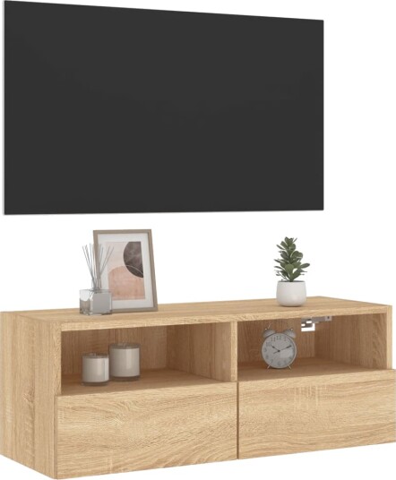 vidaXL Vegghengt TV-benk sonoma eik 80x30x30 cm konstruert tre 8721012254565 vidaXL Vegghengt TV-benk sonoma eik 80x30x30 cm konstruert tre 8721012254565